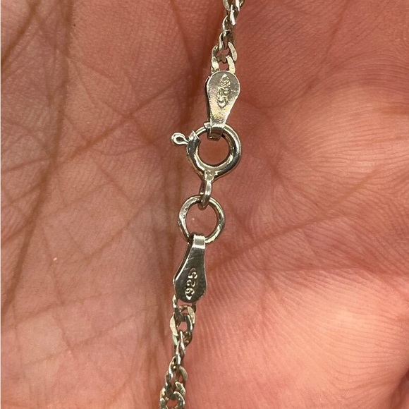 A 10K Vermeil Banded Teardrop Cut CZ Pendant On a Gold Washed Silver Necklace - Picture 5 of 8